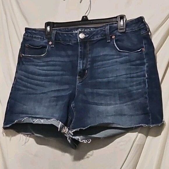 New Sz 16 36X5 American Eagle Shorts Tom Girl Midi Stretch Distressed Denim - Picture 1 of 6